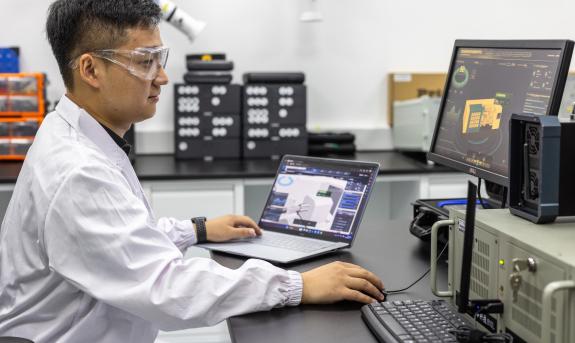 man working on computer